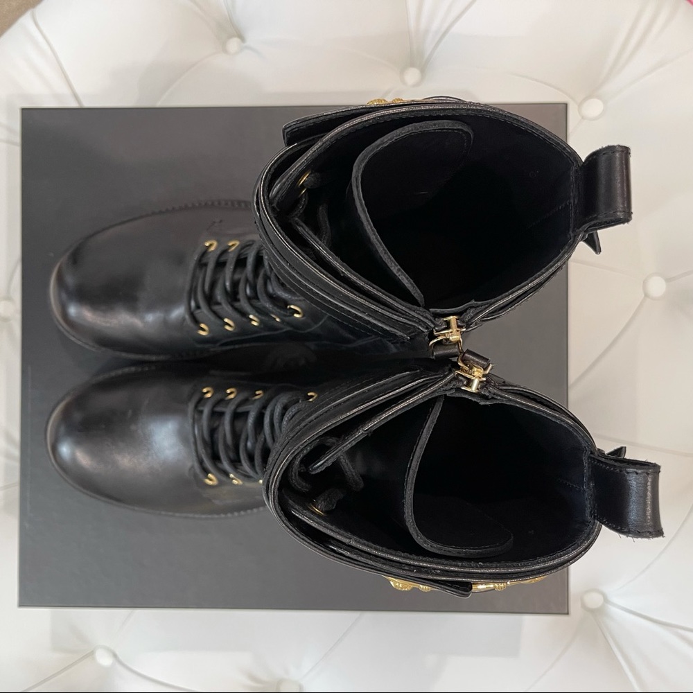 SOLD🚫VERSACE Leather Safety Pin Combat Boots, 40 10 - Picture 6 of 13